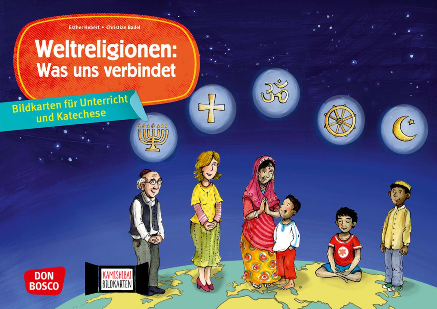 Vorderes Coverbild Weltreligionen: Was uns verbindet. Kamishibai Bildkartenset.