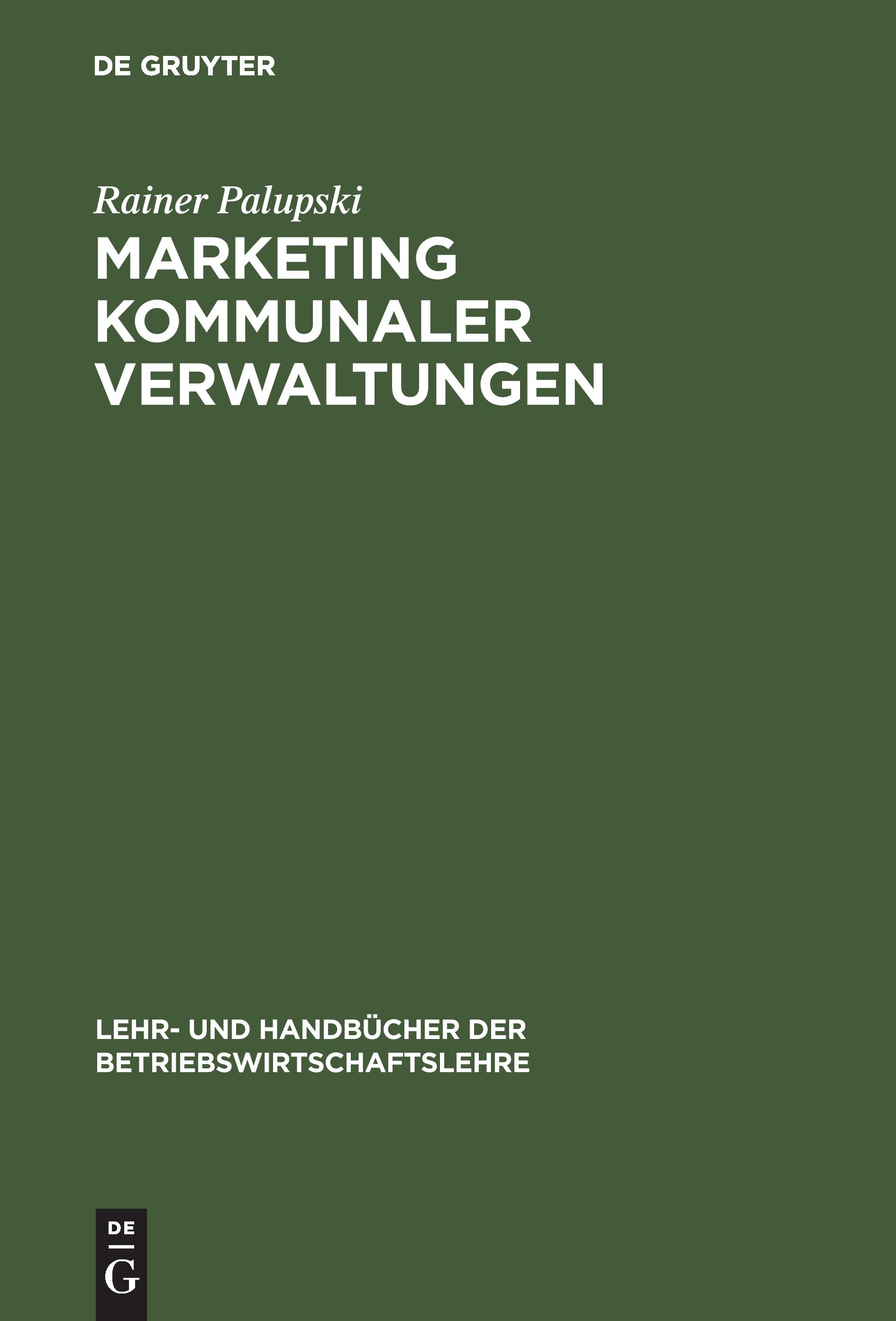 Vorderes Coverbild Marketing kommunaler Verwaltungen