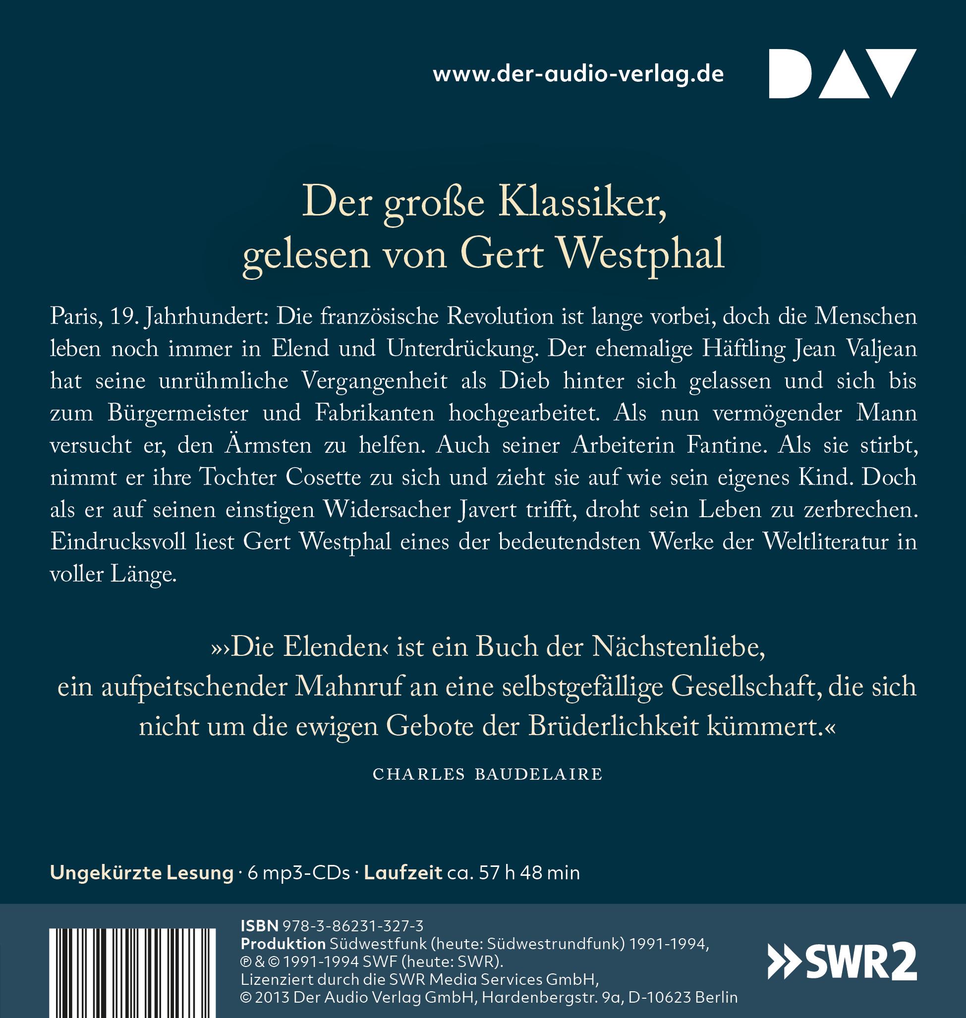 Rückseitencover Die Elenden / Les Misérables  (Ungekürzte Lesung)