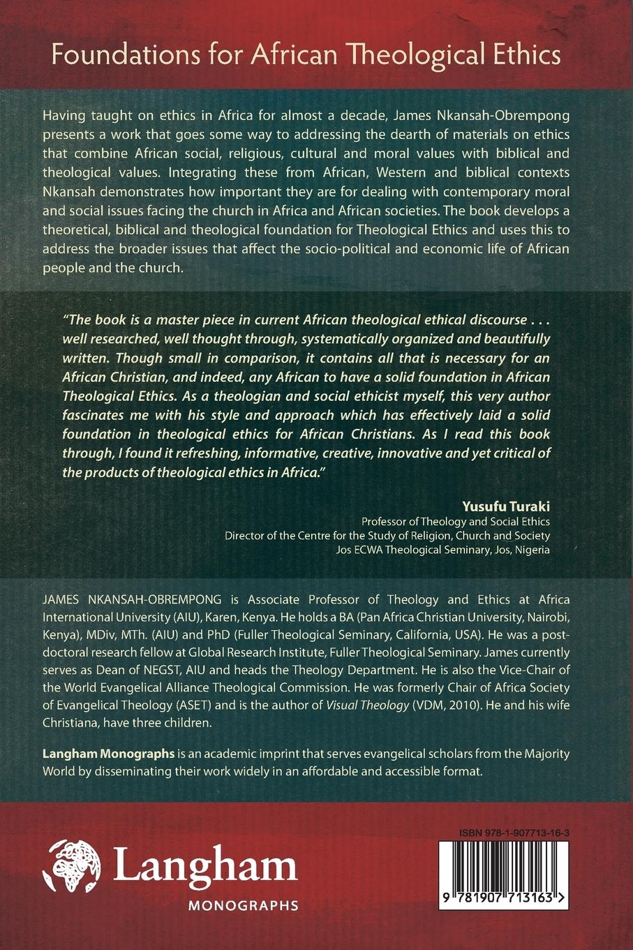Rückseitencover Foundations for African Theological Ethics
