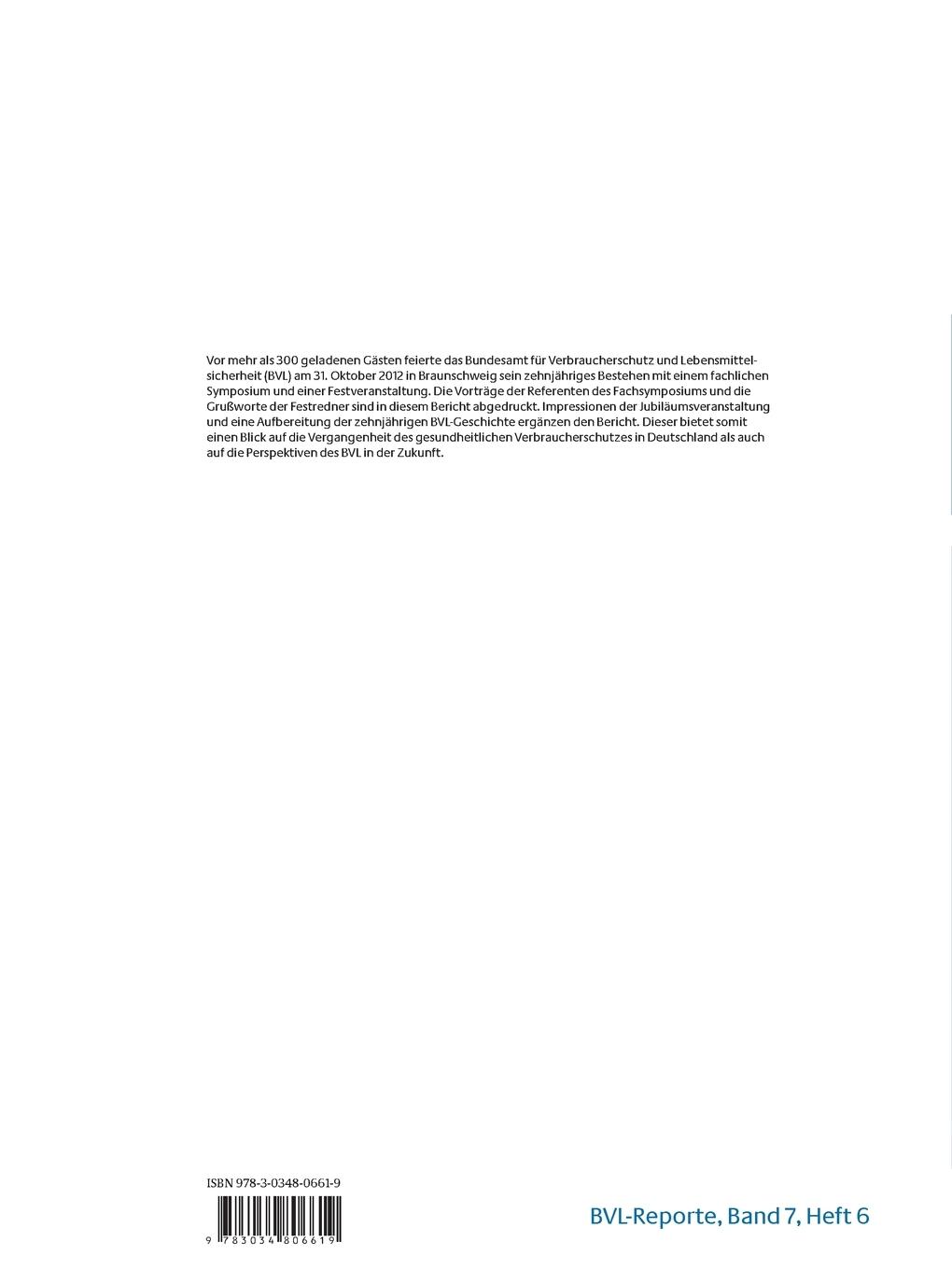 Rückseitencover Bericht zum 10-jährigen Jubiläum des Bundesamtes für Verbraucherschutz und Lebensmittelsicherheit