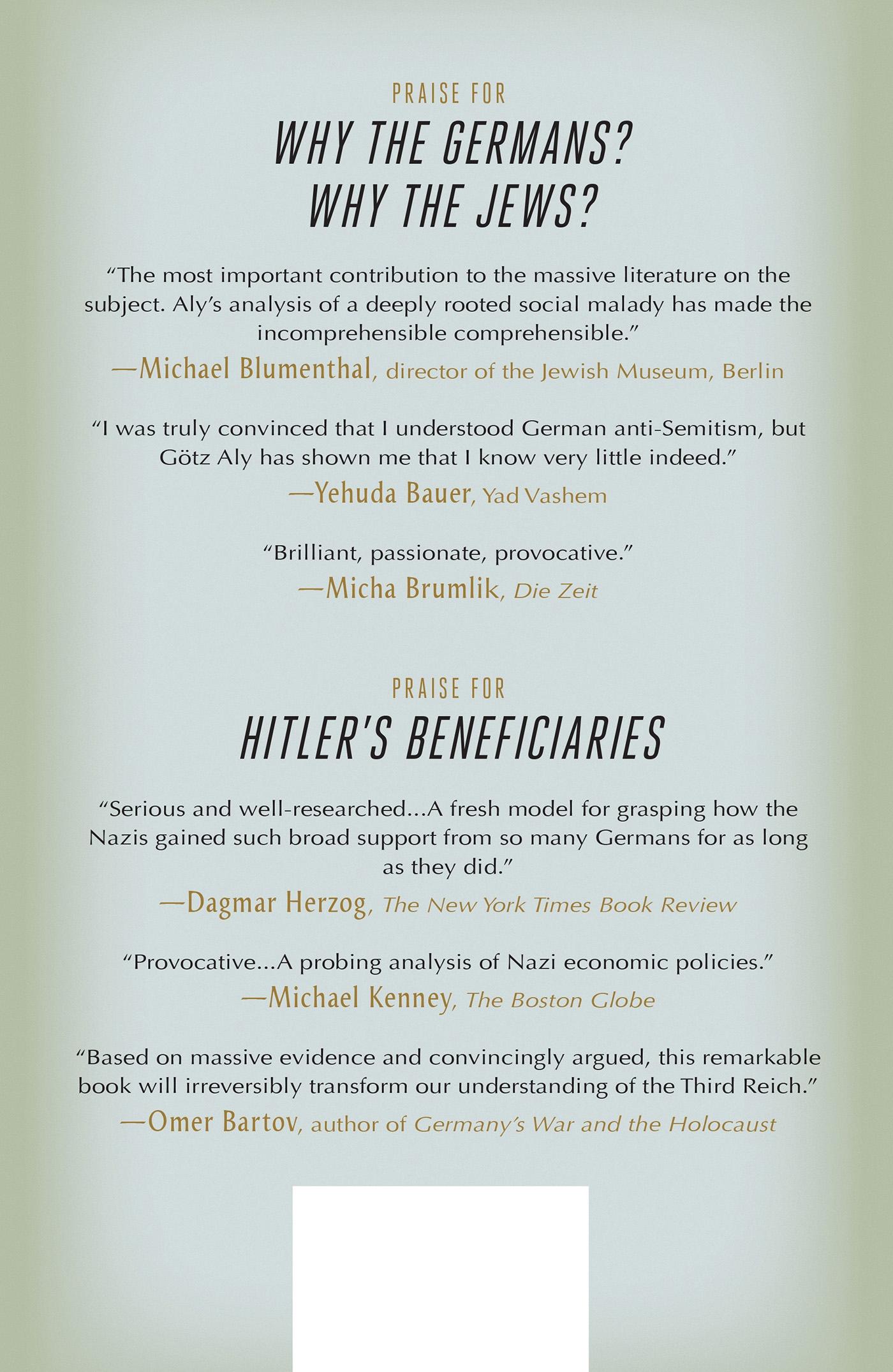 Rückseitencover Why the Germans? Why the Jews?