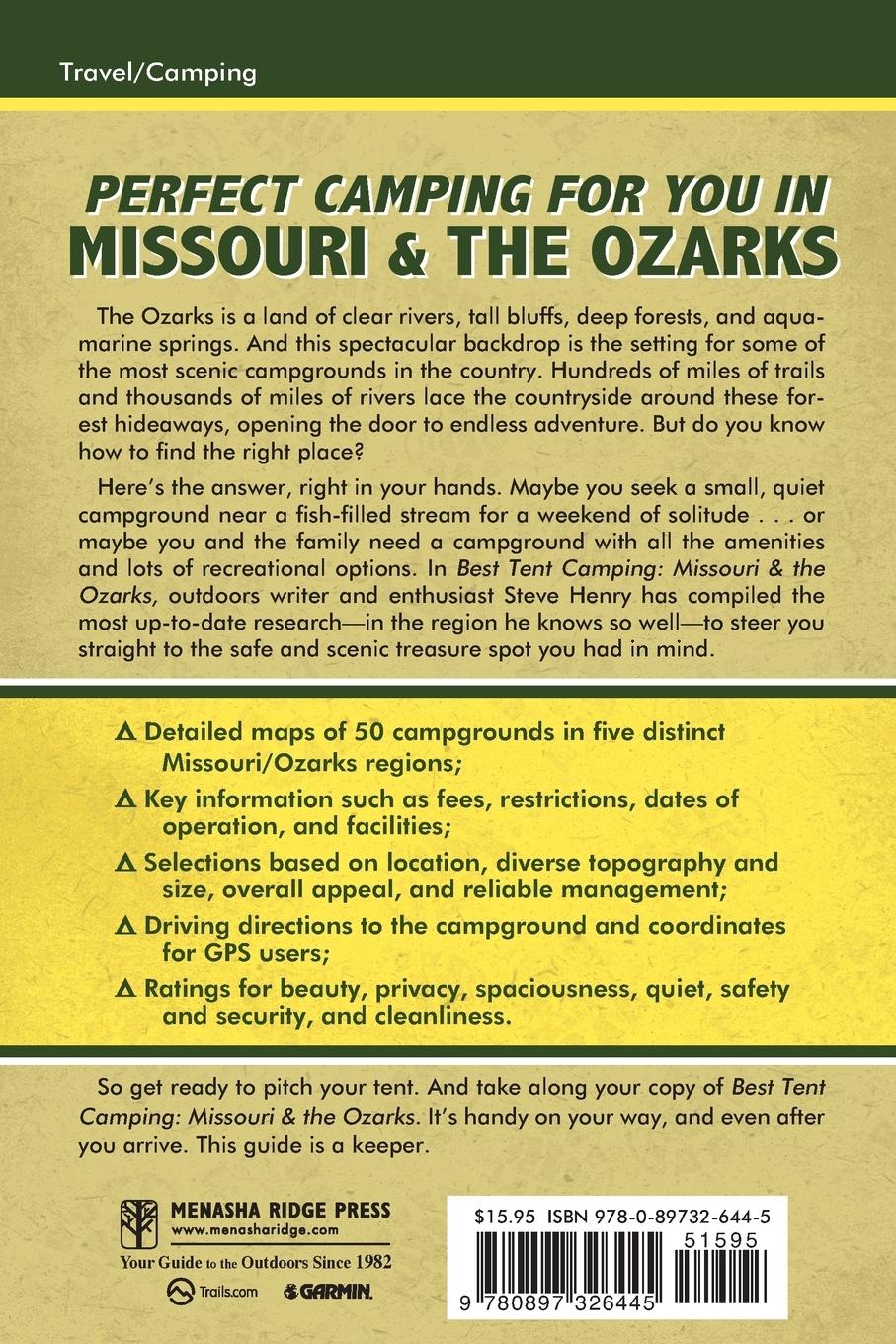 Rückseitencover Best Tent Camping: Missouri & the Ozarks
