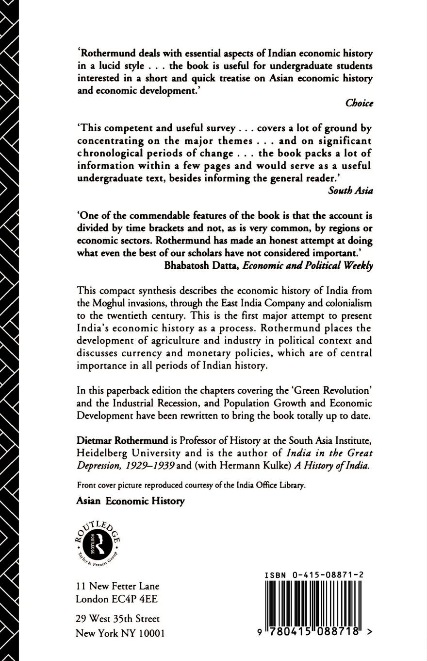 Rückseitencover An Economic History of India