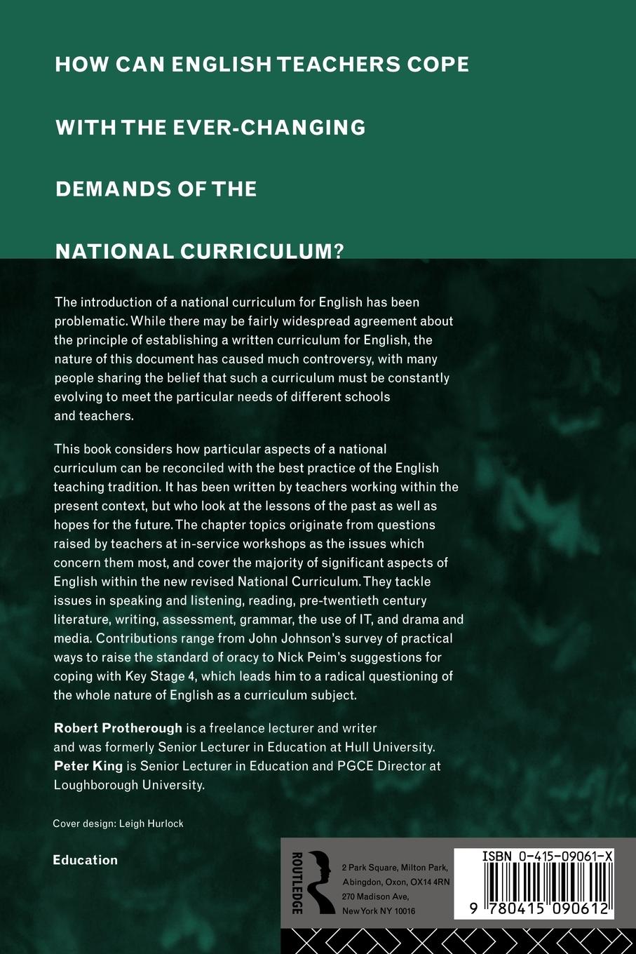 Rückseitencover The Challenge of English in the National Curriculum