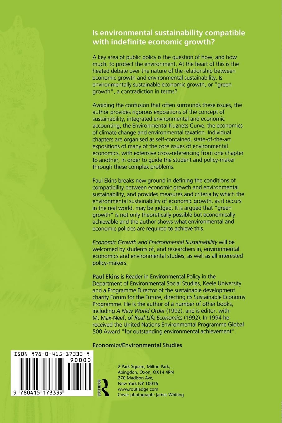 Rückseitencover Economic Growth and Environmental Sustainability