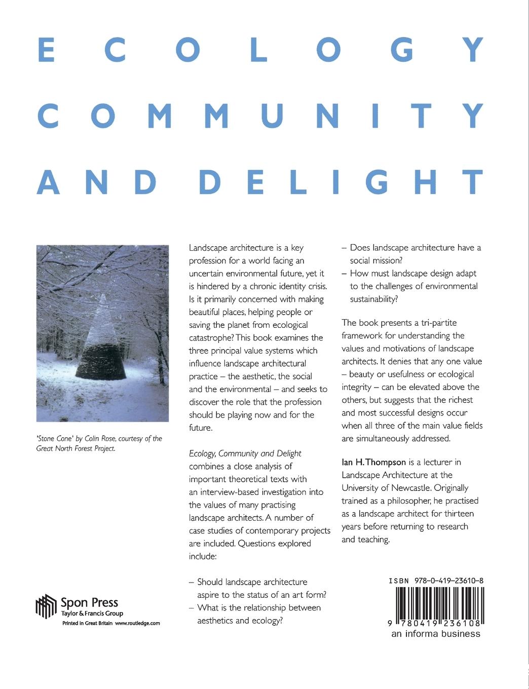 Rückseitencover Ecology, Community and Delight