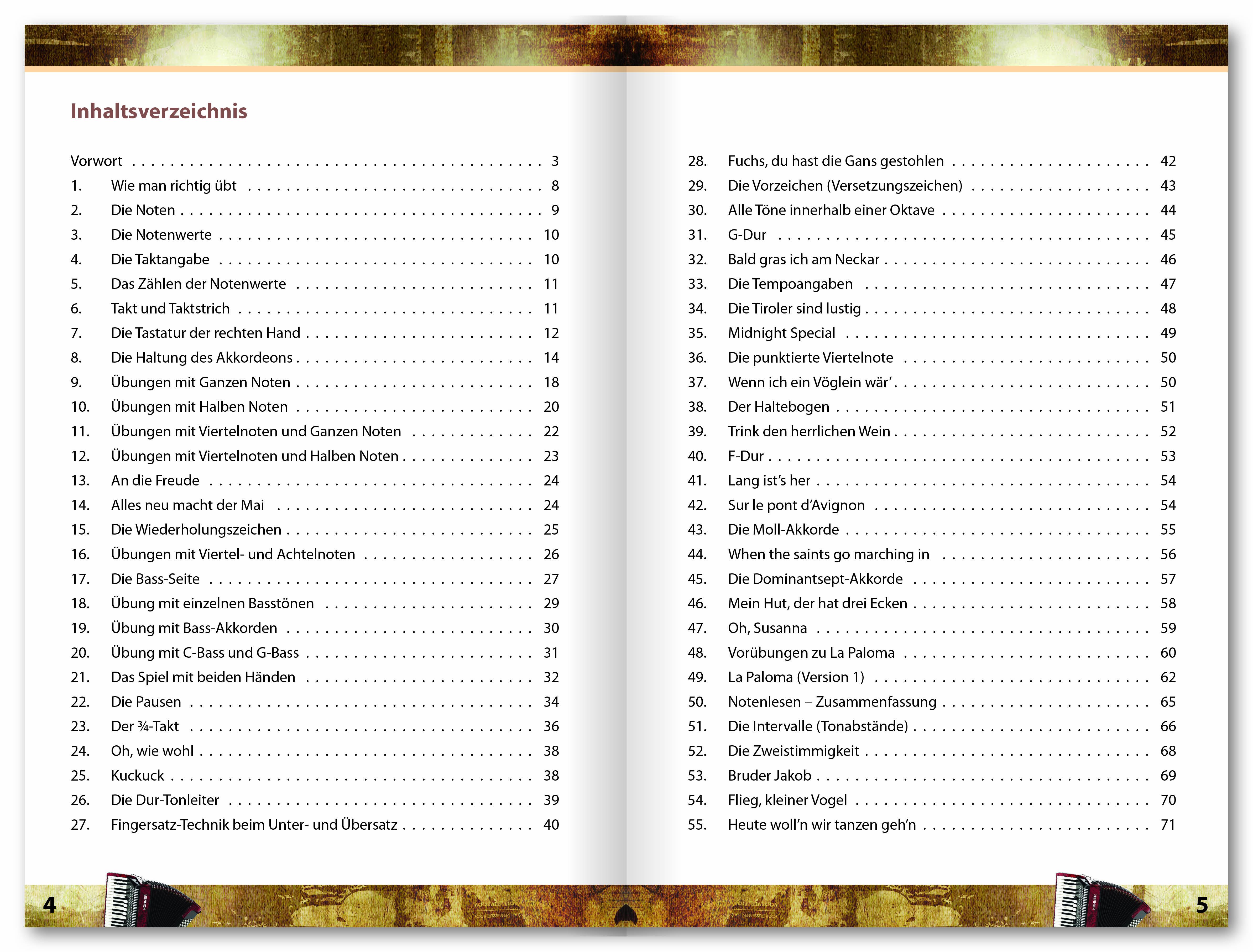 Beispielinhalt (Bild) Das große Akkordeonbuch