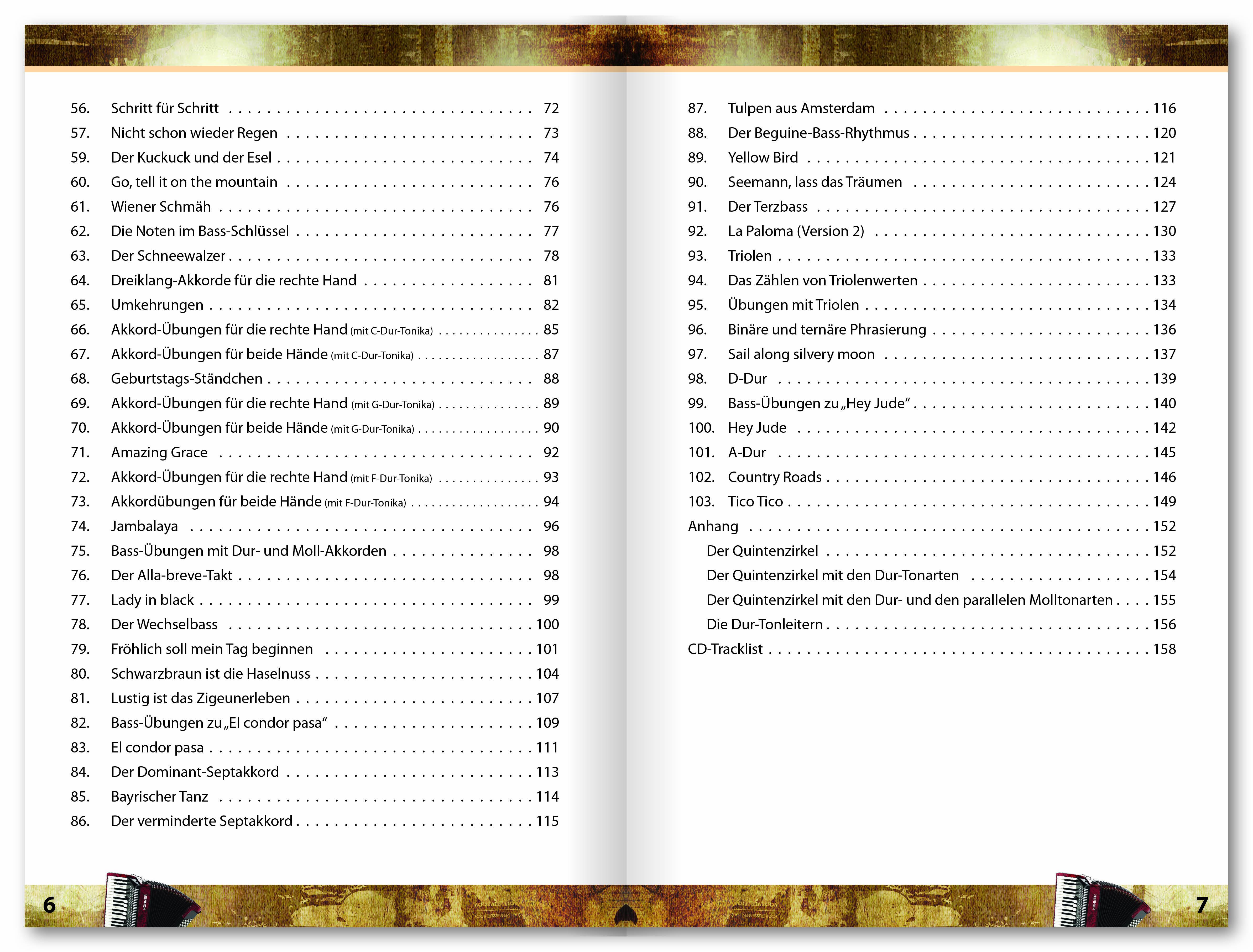 Beispielinhalt (Bild) Das große Akkordeonbuch