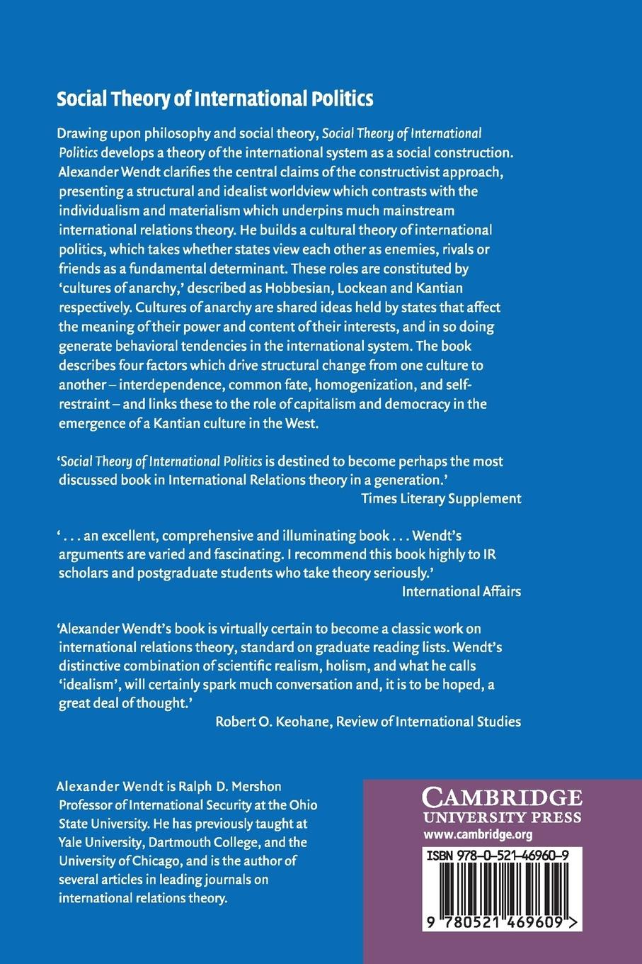 Rückseitencover Social Theory of International Politics