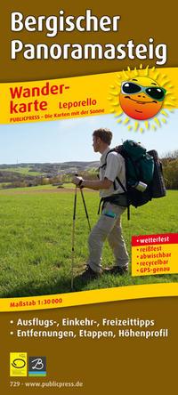 Vorderes Coverbild Bergischer Panoramasteig Wanderkarte 1 : 30 000
