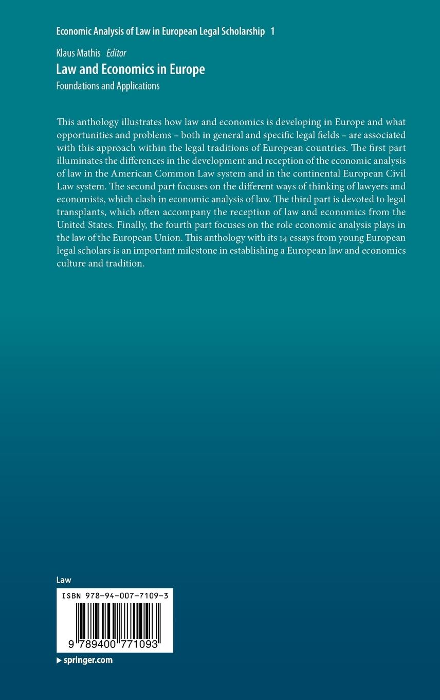Rückseitencover Law and Economics in Europe