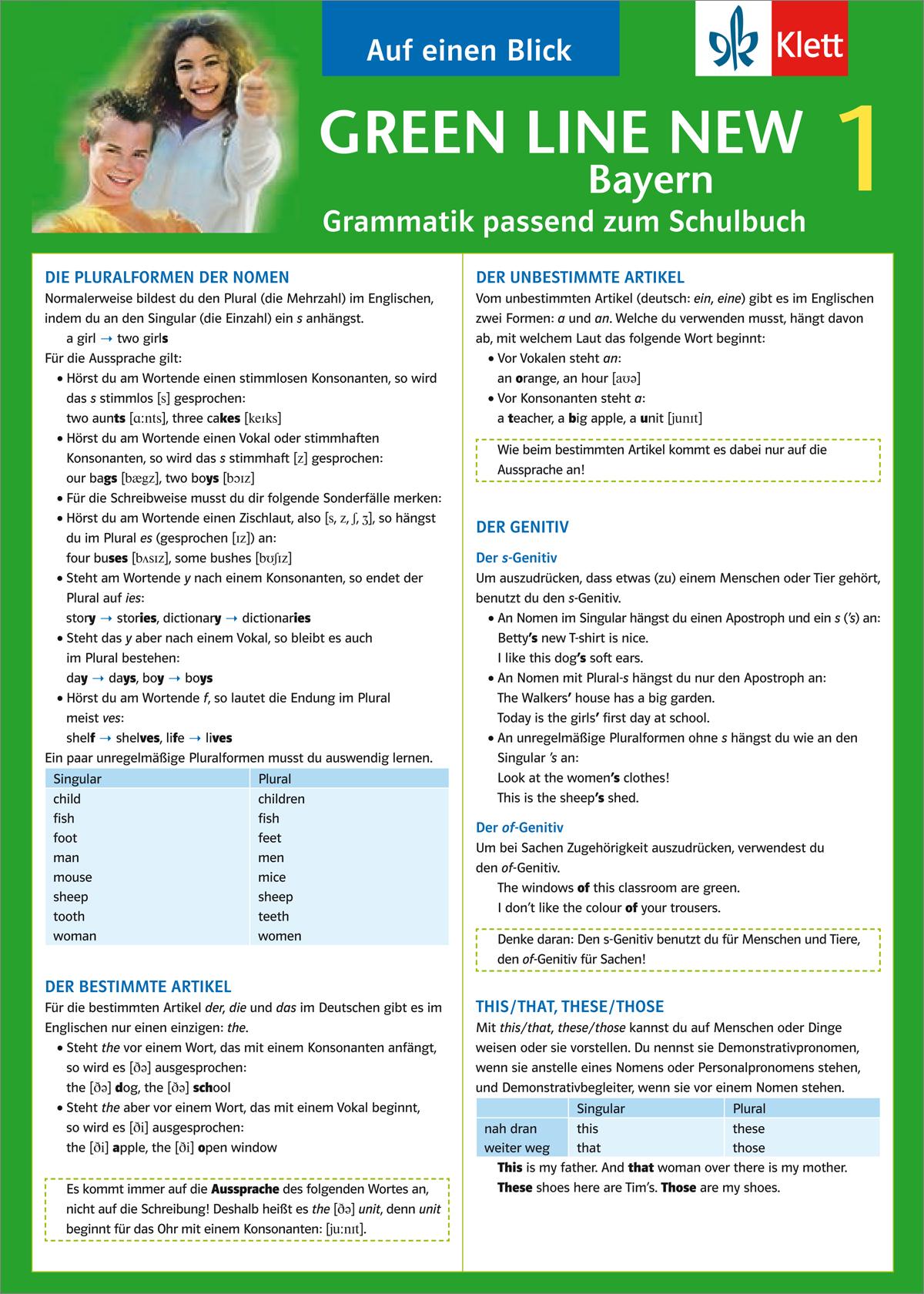 Vorderes Coverbild Green Line New 1. Auf einen Blick. Grammatik. Bayern