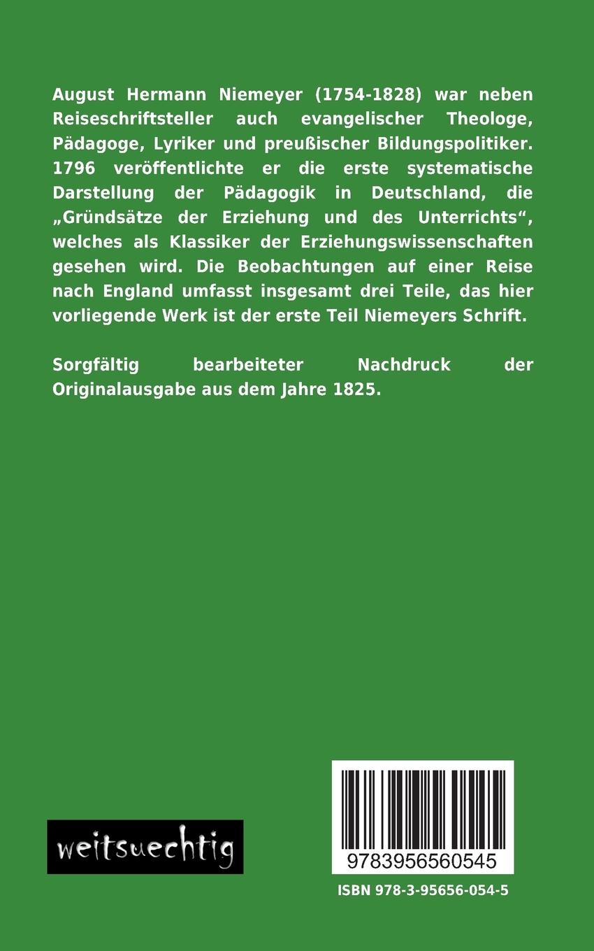 Rückseitencover Beobachtungen auf einer Reise nach England