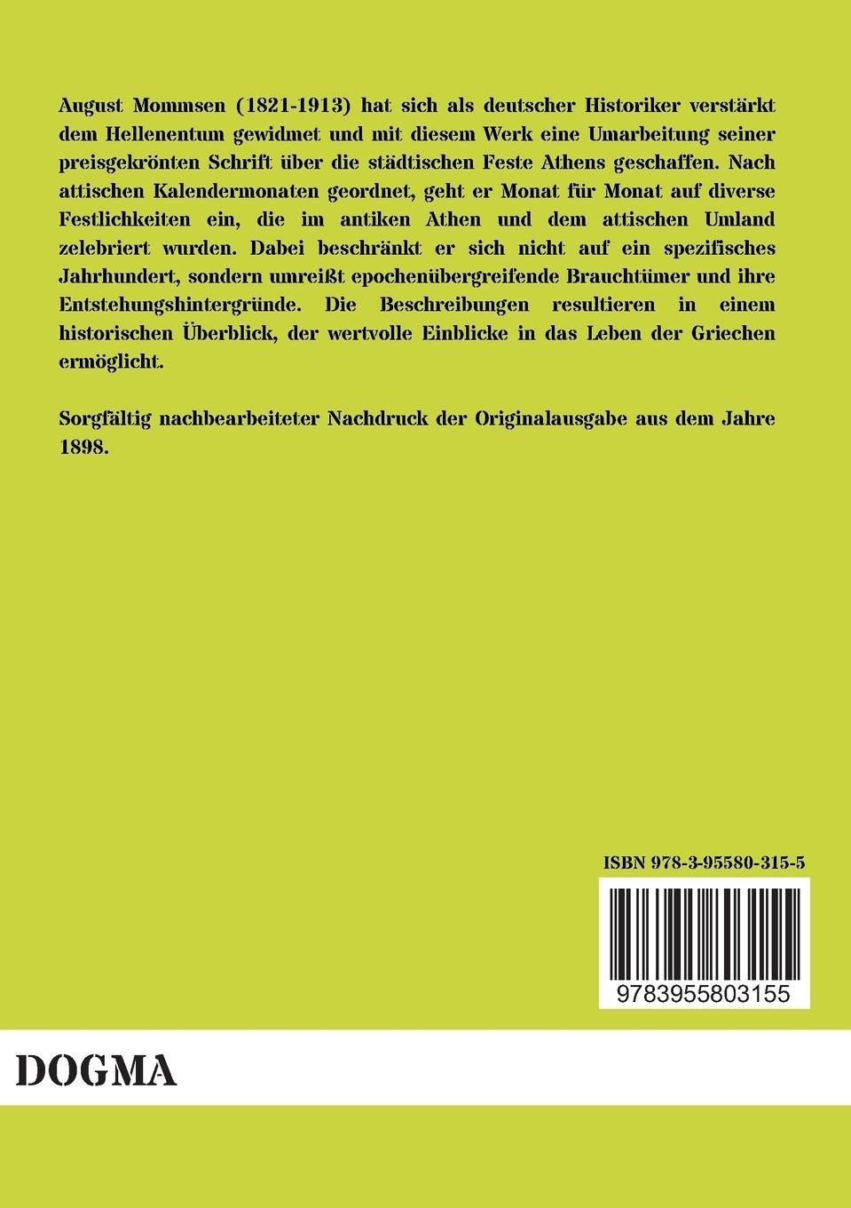 Rückseitencover Feste der Stadt Athen im Altertum