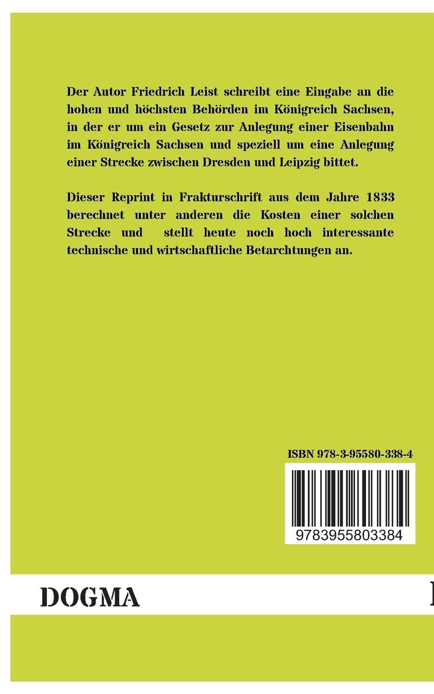 Rückseitencover Über ein sächsisches Eisenbahn-System als Grundlage eines allgemeinen deutschen Eisenbahn-Systems