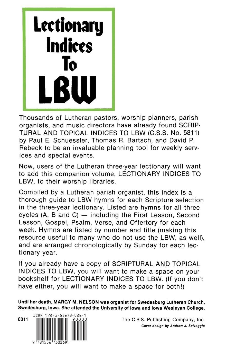 Rückseitencover Lectionary Indices to Lbw
