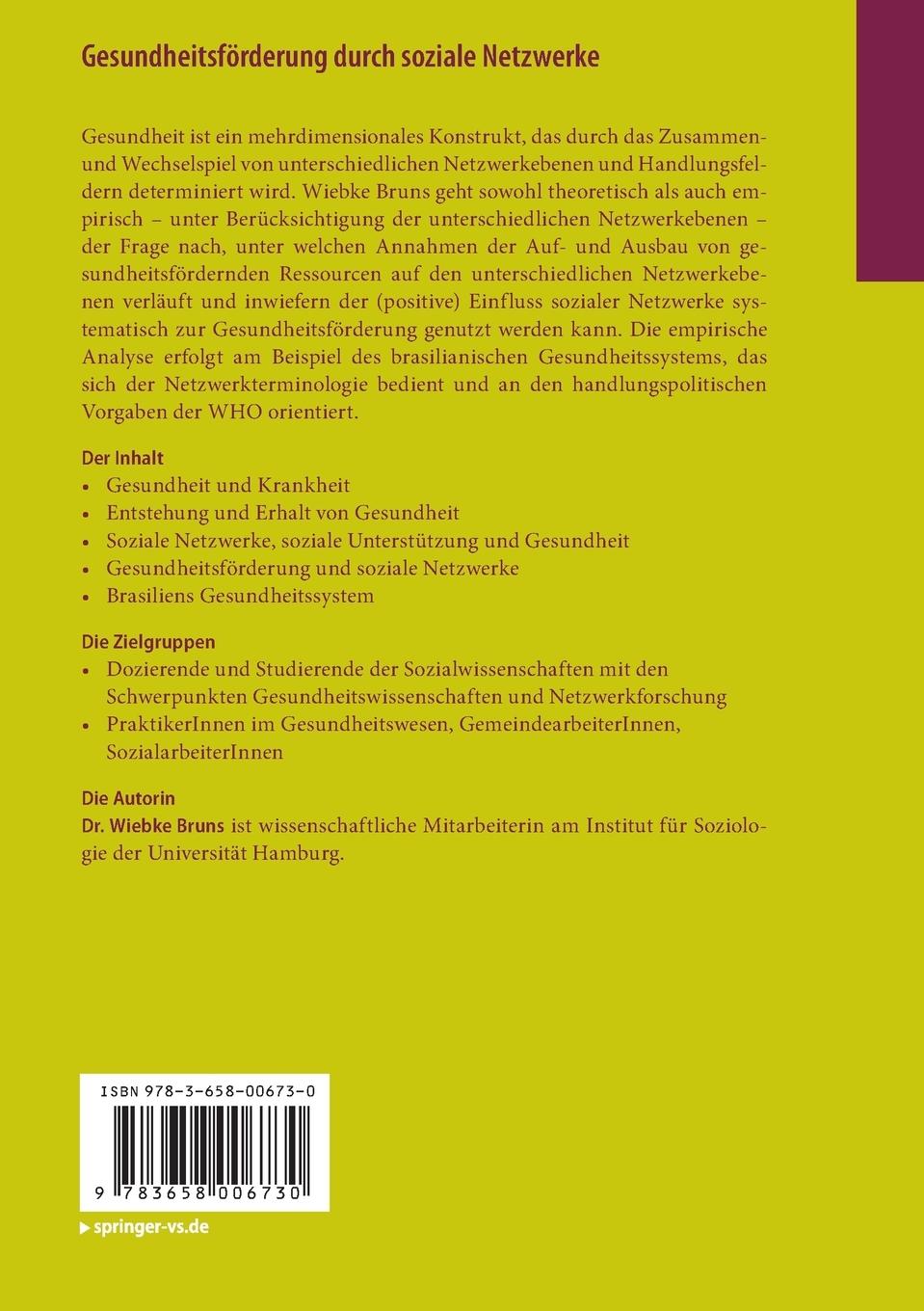 Rückseitencover Gesundheitsförderung durch soziale Netzwerke