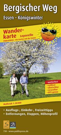 Vorderes Coverbild Wanderkarte Bergischer Weg, Essen - Königswinter 1 : 30 000