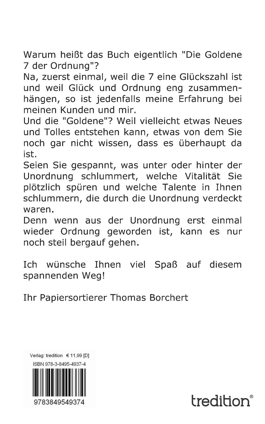 Rückseitencover Die Goldene 7 der Ordnung - Das Lesebuch