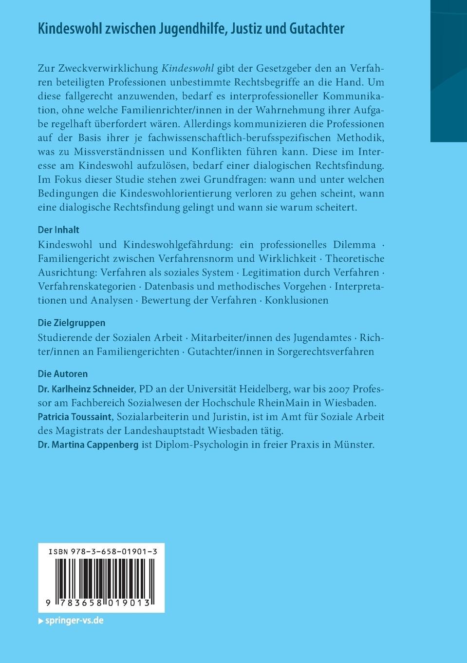 Rückseitencover Kindeswohl zwischen Jugendhilfe, Justiz und Gutachter
