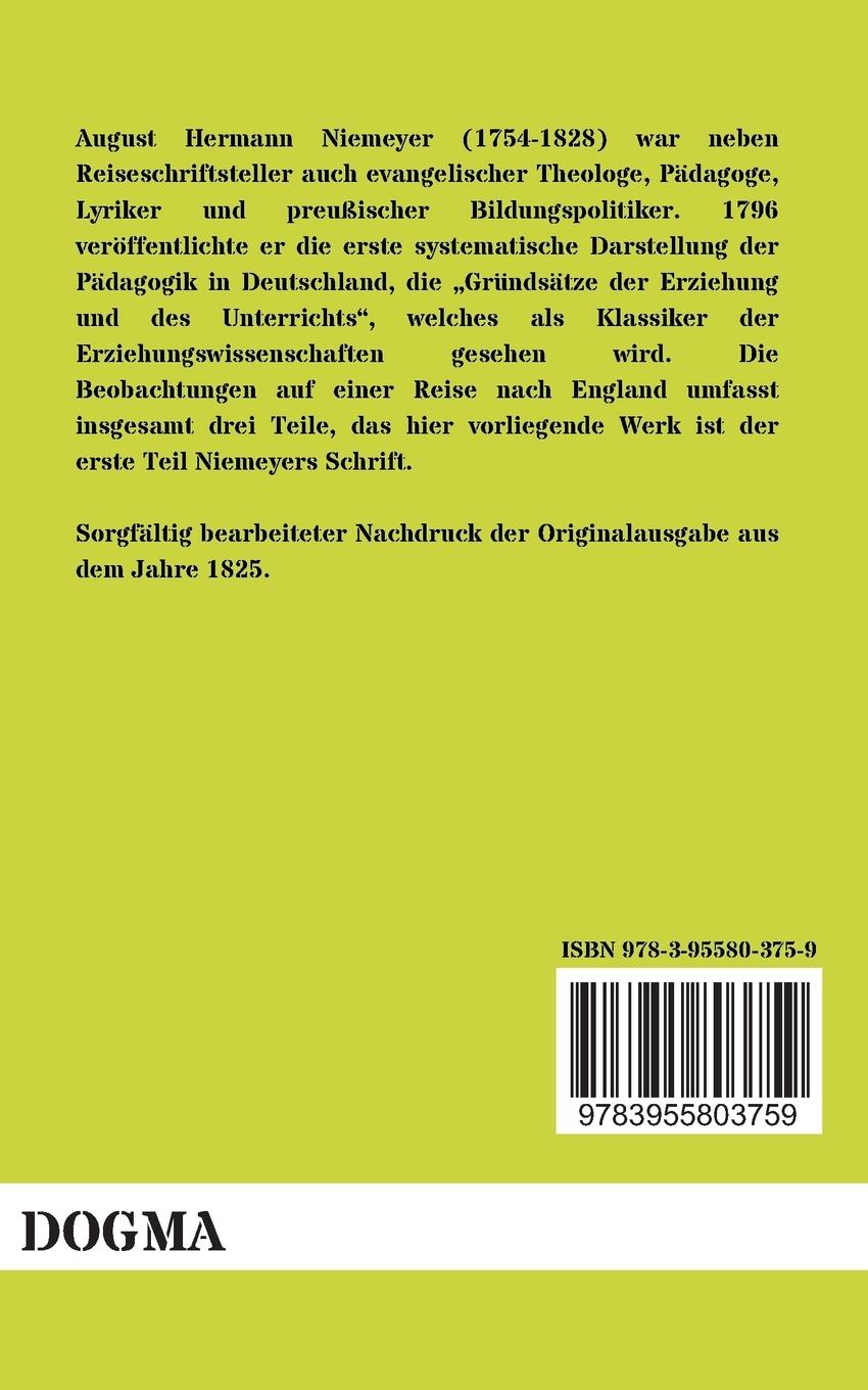 Rückseitencover Beobachtungen auf einer Reise nach England