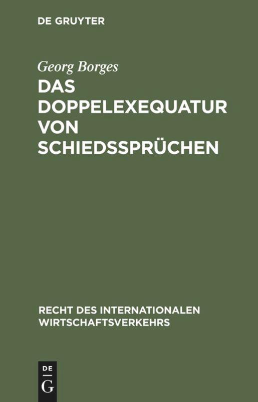 Vorderes Coverbild Das Doppelexequatur von Schiedssprüchen