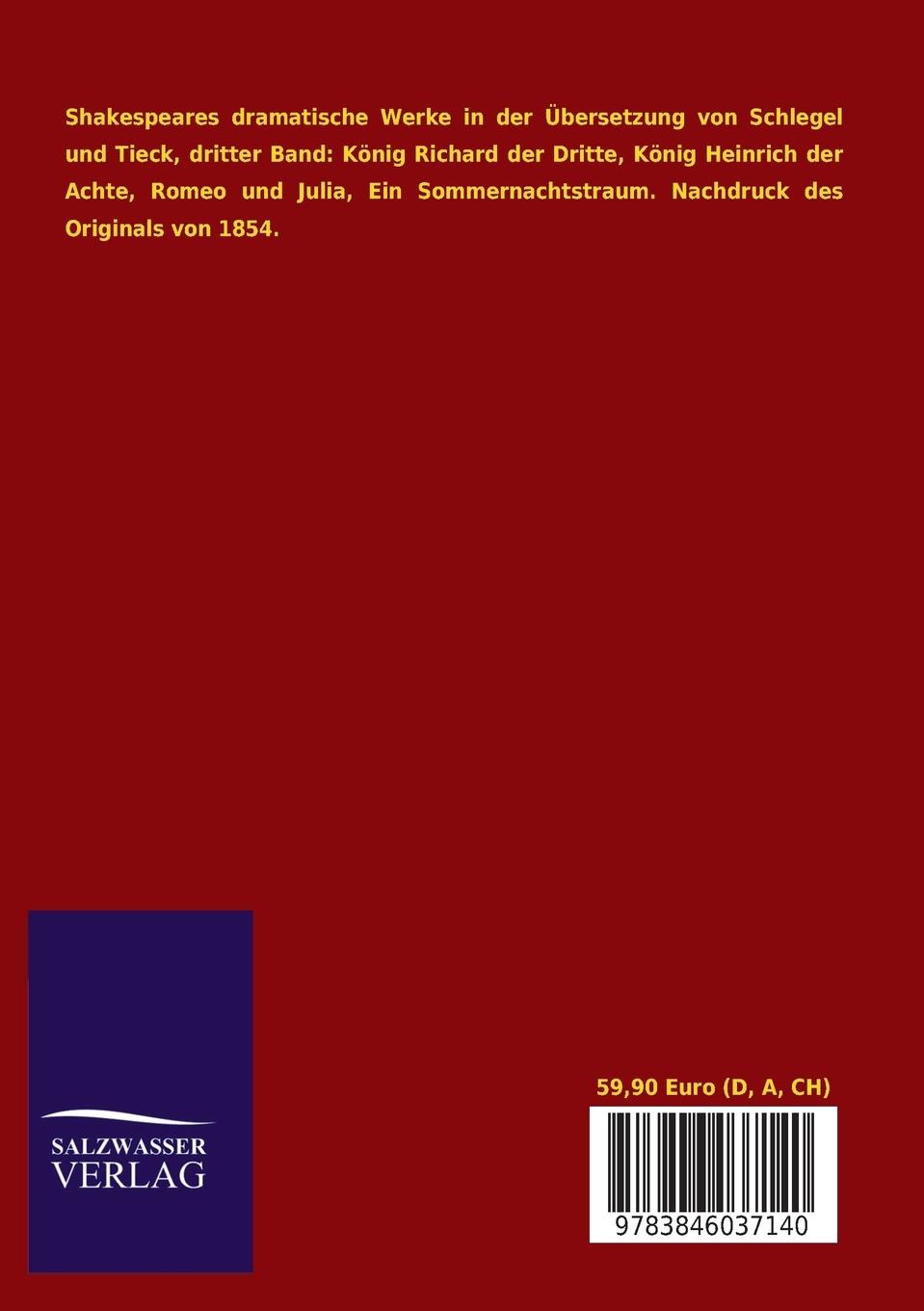 Rückseitencover Shakespeares dramatische Werke