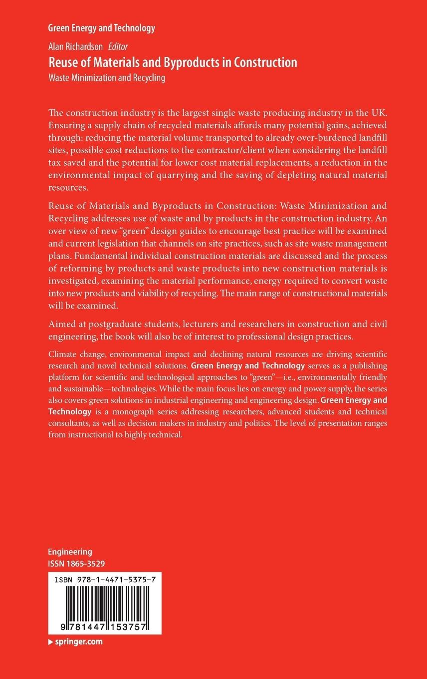 Rückseitencover Reuse of Materials and Byproducts in Construction