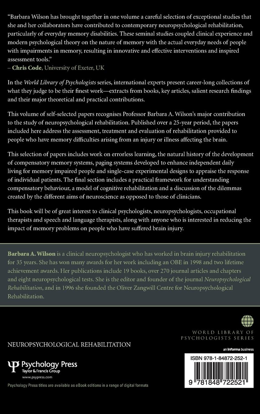 Rückseitencover The Assessment, Evaluation and Rehabilitation of Everyday Memory Problems