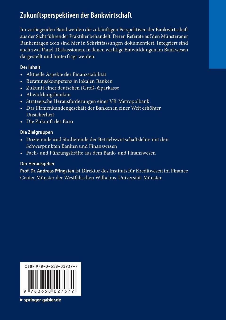 Rückseitencover Zukunftsperspektiven der Bankwirtschaft