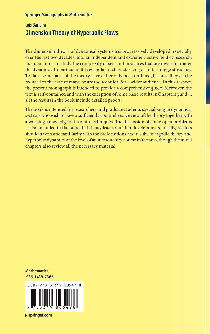 Rückseitencover Dimension Theory of Hyperbolic Flows