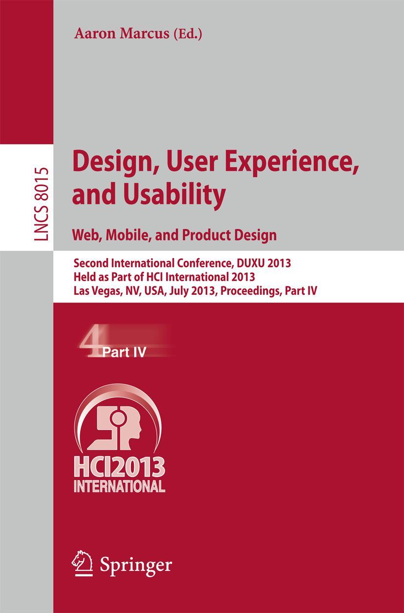 Vorderes Coverbild Design, User Experience, and Usability: Web, Mobile, and Product Design