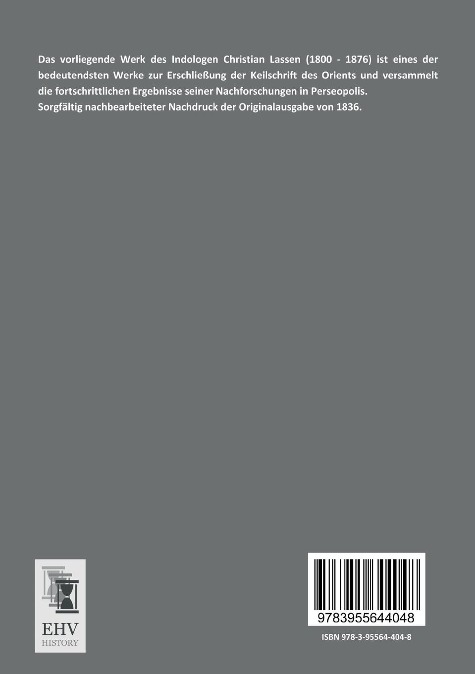 Rückseitencover Die altpersischen Keilinschriften von Persepolis