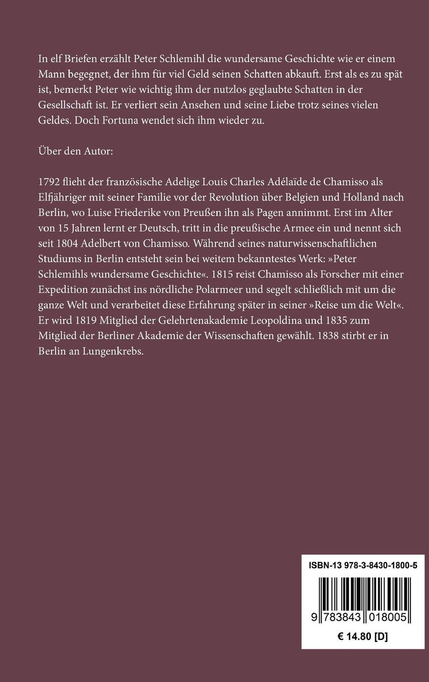 Rückseitencover Peter Schlemihls wundersame Geschichte