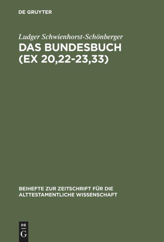 Vorderes Coverbild Das Bundesbuch (Ex 20,22-23,33)