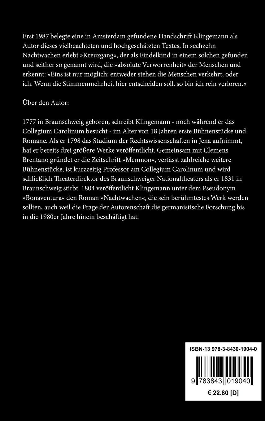 Rückseitencover Die Nachtwachen des Bonaventura