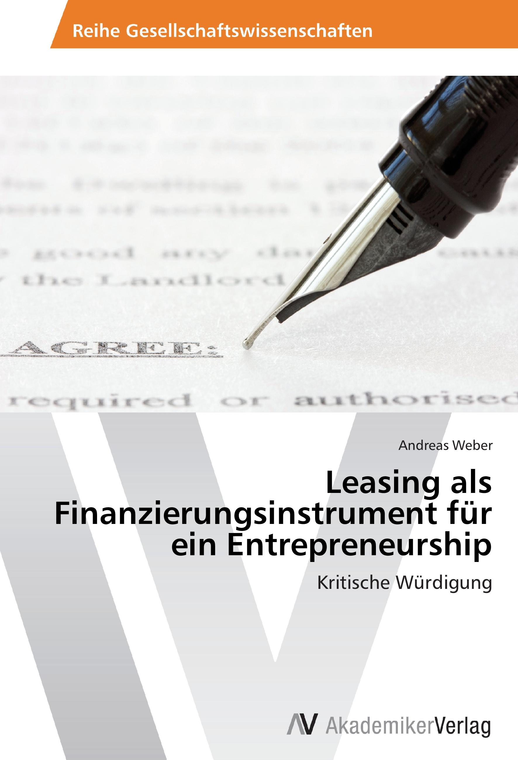 Vorderes Coverbild Leasing als Finanzierungsinstrument für ein Entrepreneurship