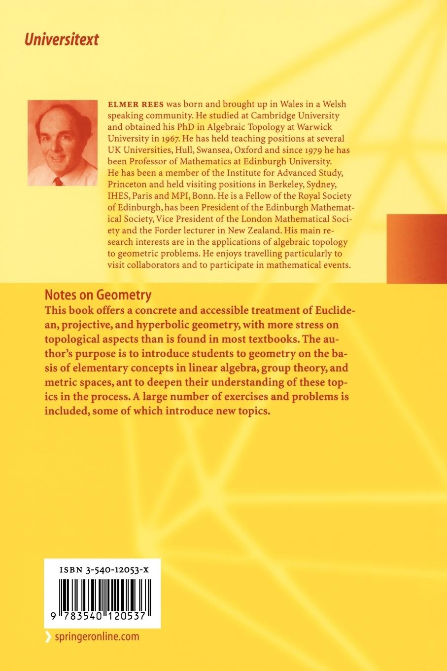 Rückseitencover Notes on Geometry