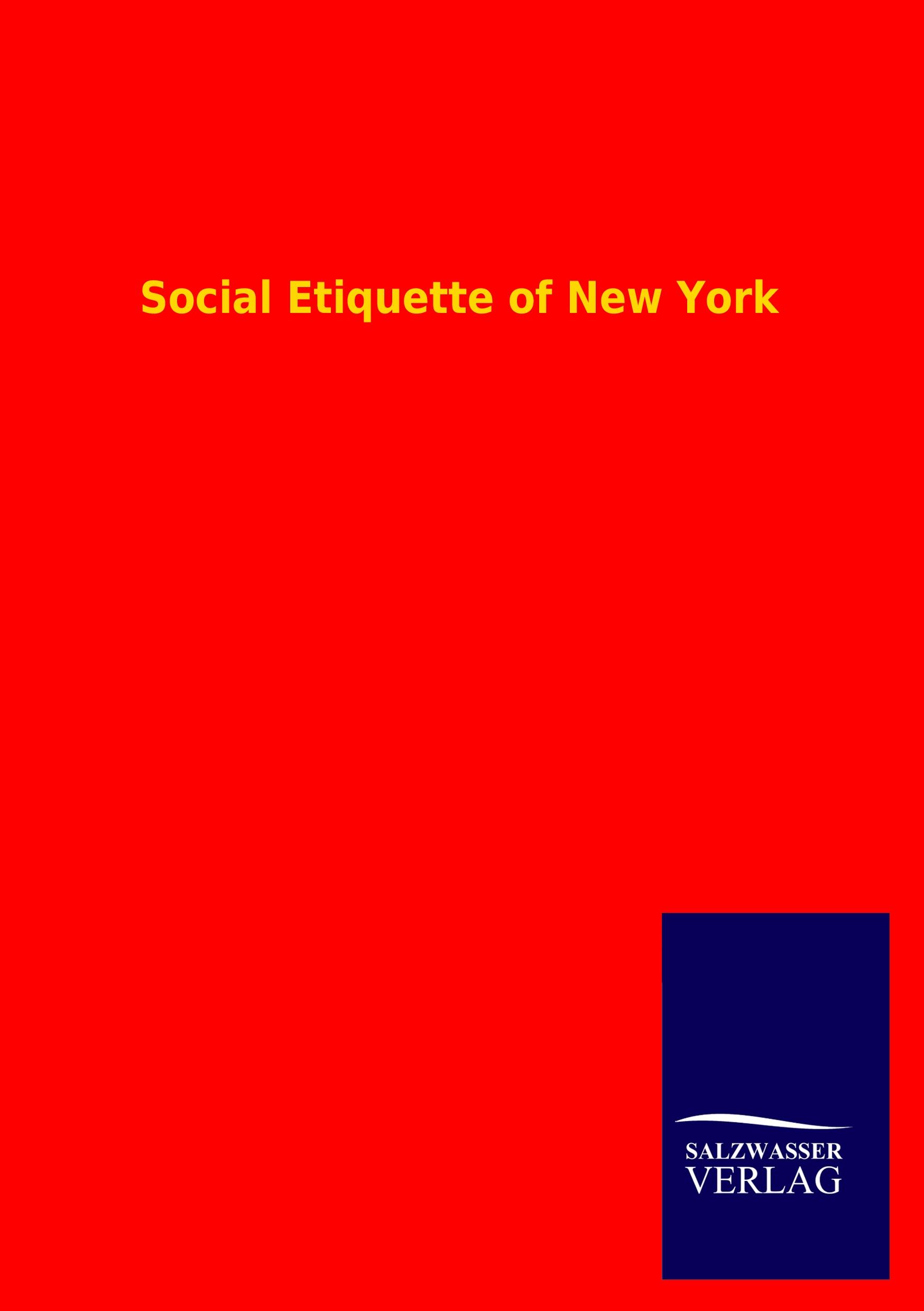 Vorderes Coverbild Social Etiquette of New York
