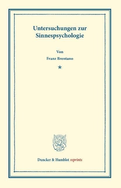 Vorderes Coverbild Untersuchungen zur Sinnespsychologie