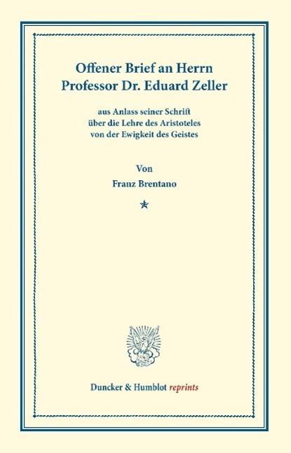 Vorderes Coverbild Offener Brief an Herrn Professor Dr. Eduard Zeller