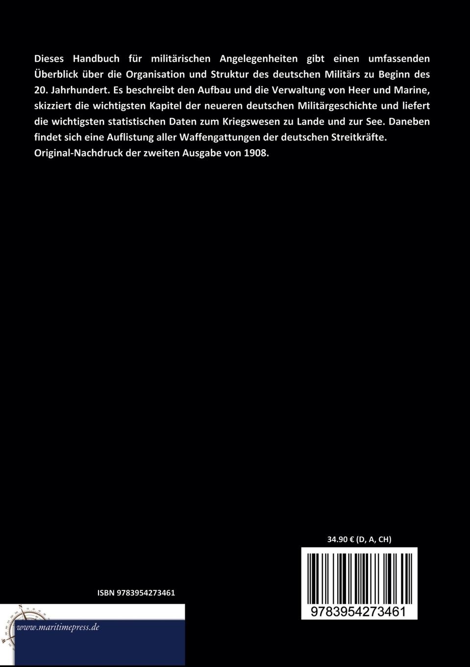 Rückseitencover Das Kriegswesen zu Lande und zur See