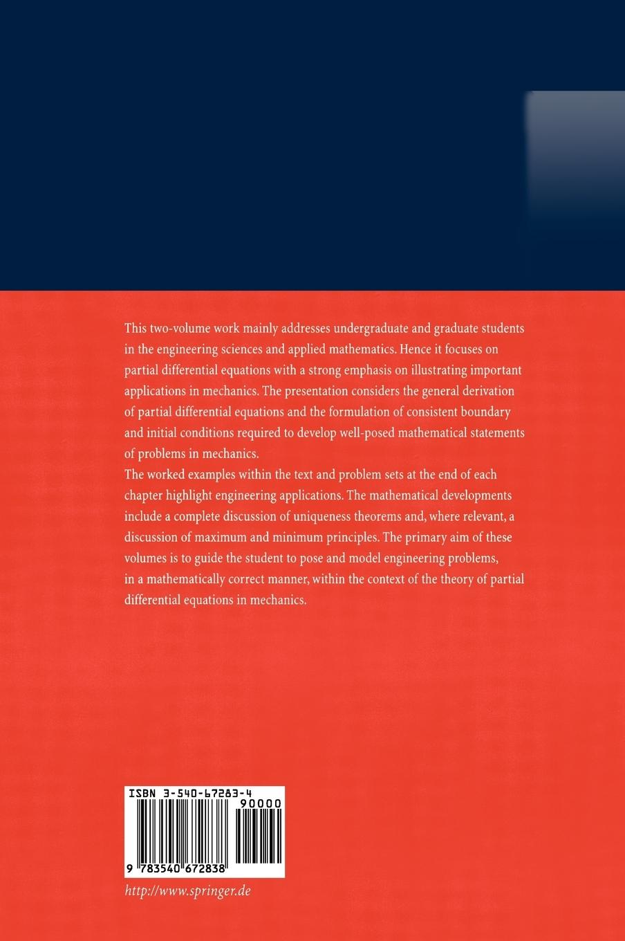 Rückseitencover Partial Differential Equations in Mechanics 1