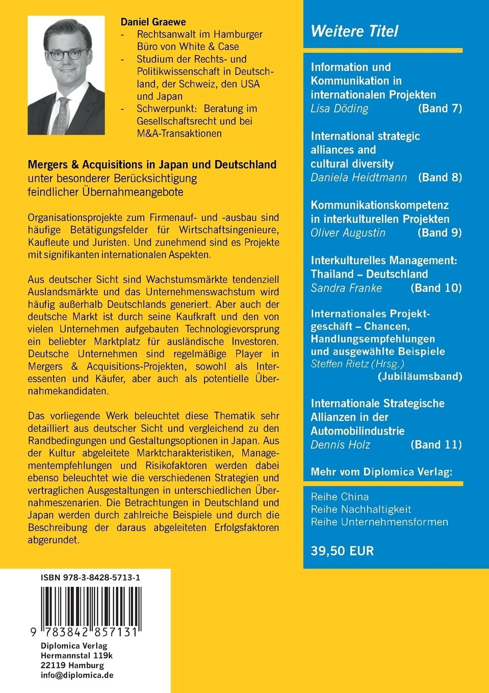 Rückseitencover Mergers & Acquisitions in Japan und Deutschland - unter besonderer Berücksichtigung feindlicher Übernahmeangebote