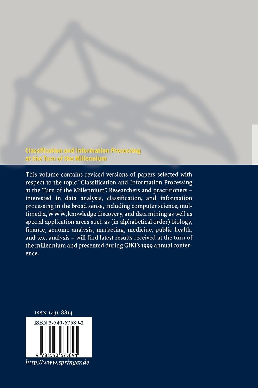 Rückseitencover Classification and Information Processing at the Turn of the Millennium