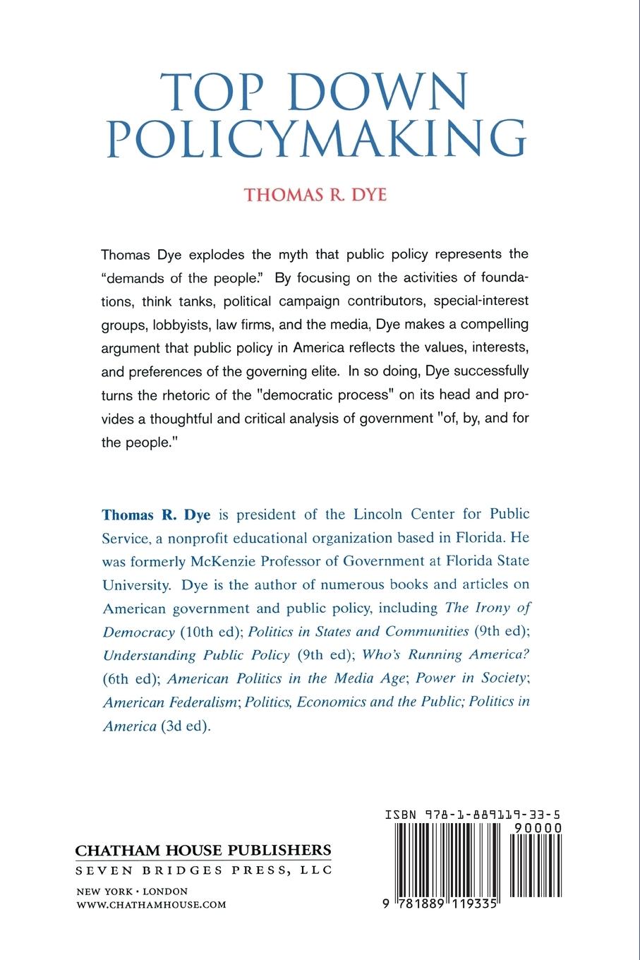 Rückseitencover Top Down Policymaking