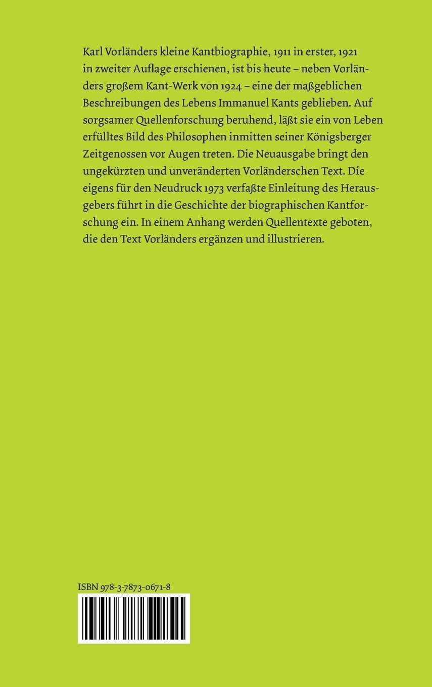 Rückseitencover Immanuel Kants Leben