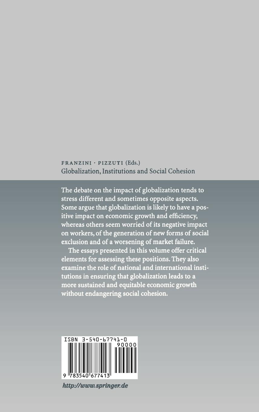 Rückseitencover Globalization, Institutions and Social Cohesion
