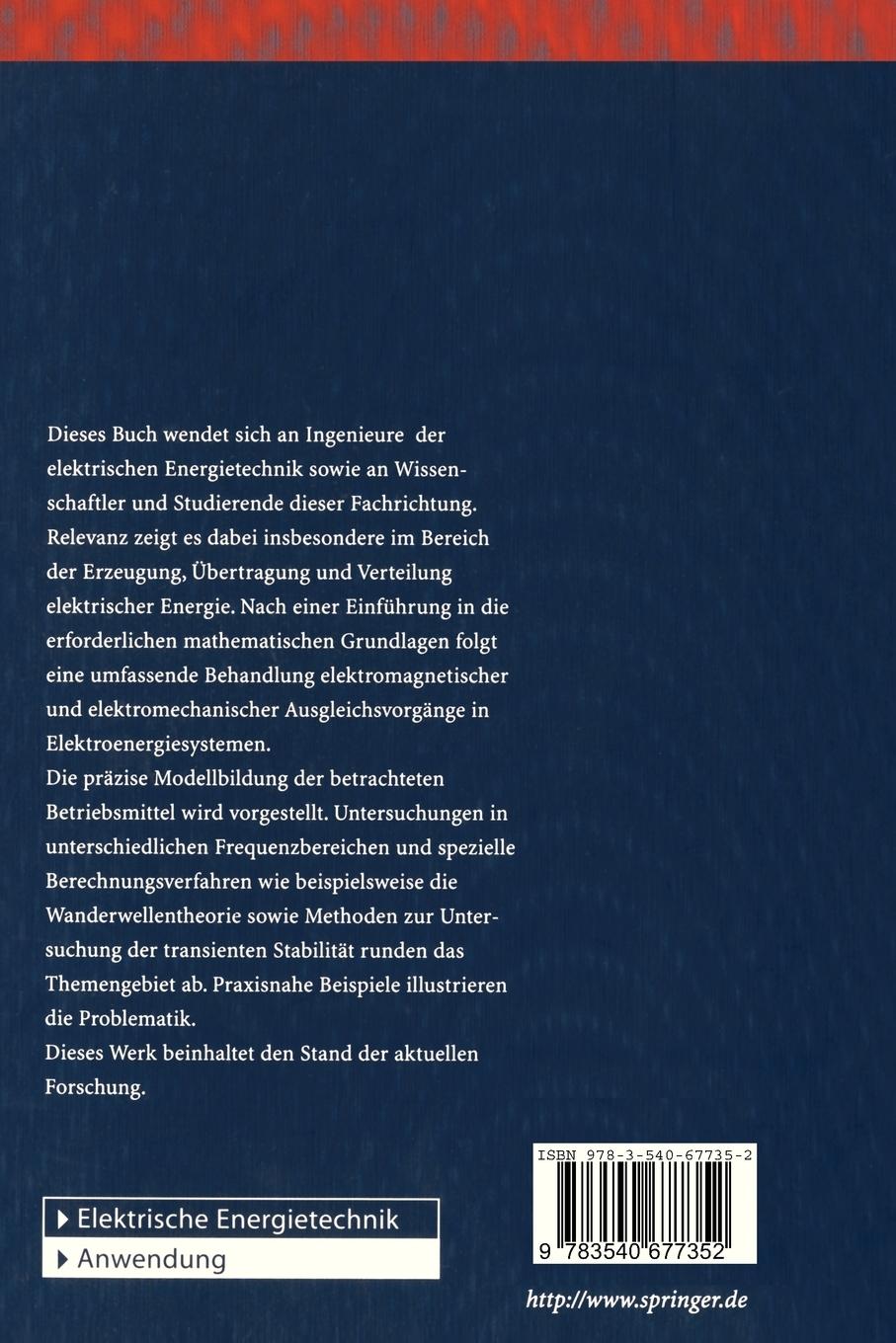 Rückseitencover Ausgleichsvorgänge in Elektroenergiesystemen